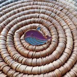 5/$25 NEW Purple and Blue Enamel Cartoon Whale Pin